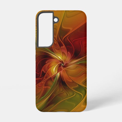 Abstract Red Orange Brown Green Fractal Art Flower Samsung Galaxy S22 Case
