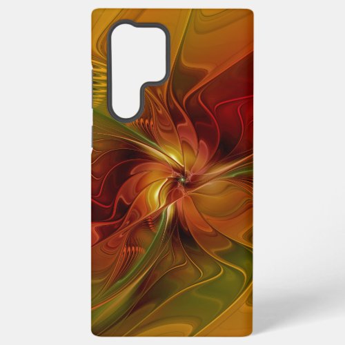 Abstract Red Orange Brown Green Fractal Art Flower Samsung Galaxy S22 Ultra Case