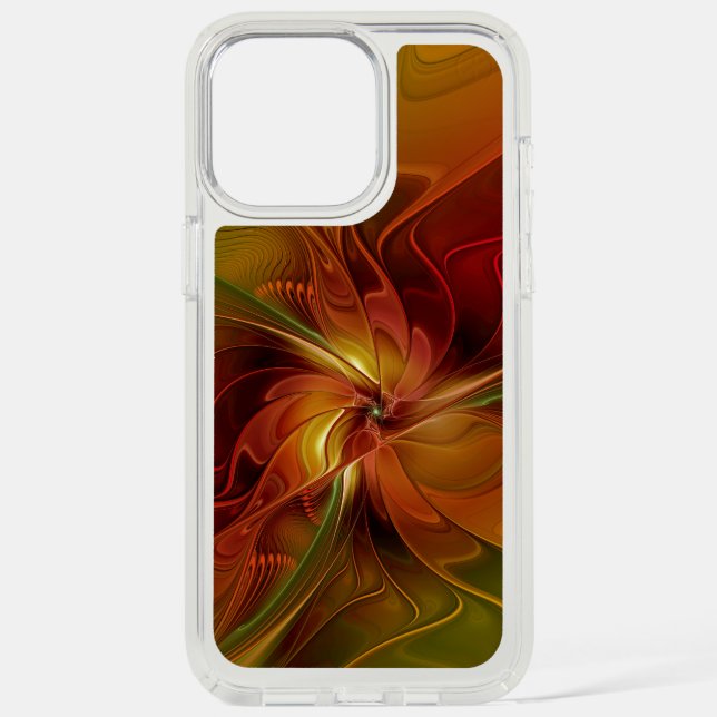 Abstract Red Orange Brown Green Fractal Art Flower Speck iPhone Case (Front)
