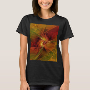 Abstract Red Orange Brown Green Fractal Art Flower T-Shirt