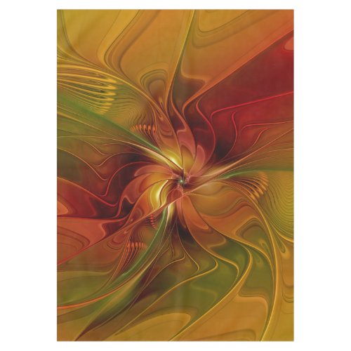 Abstract Red Orange Brown Green Fractal Art Flower Tablecloth