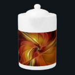 Abstract Red Orange Brown Green Fractal Art Flower Teapot<br><div class="desc">Modern and abstract fractal art with warm colors.
Design for your teapot and more.</div>