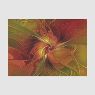 Abstract Red Orange Brown Green Fractal Art Flower Tissue Paper
