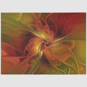 Abstract Red Orange Brown Green Fractal Art Flower Tissue Paper