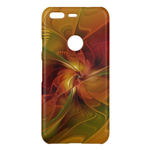 Abstract Red Orange Brown Green Fractal Art Flower Uncommon Google Pixel Case