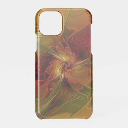 Abstract Red Orange Brown Green Fractal Art Flower iPhone 11 Pro Case
