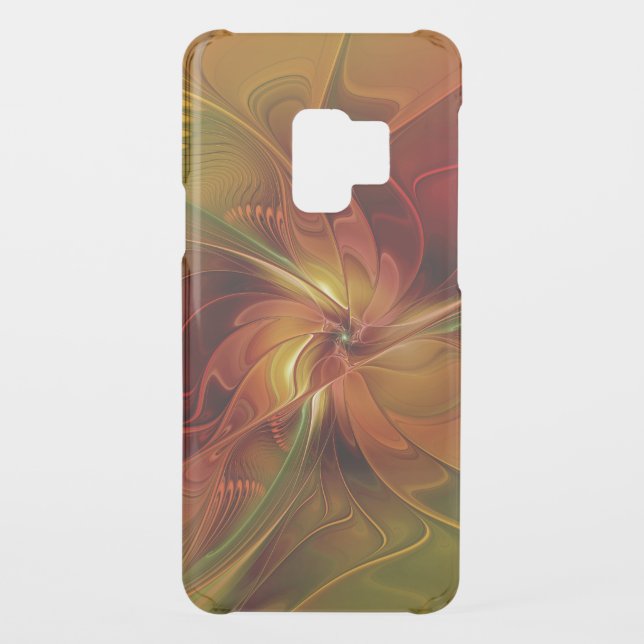 Abstract Red Orange Brown Green Fractal Art Flower Uncommon Samsung Galaxy Case (Back)