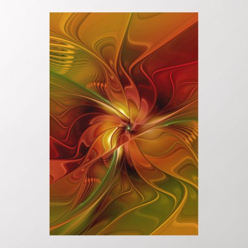 Abstract Red Orange Brown Green Fractal Art Flower Wall Decal