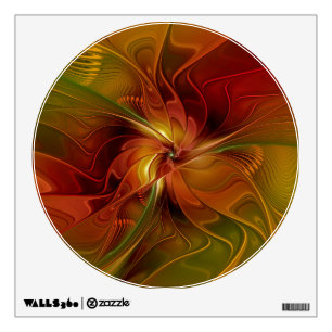 Abstract Red Orange Brown Green Fractal Art Flower Wall Decal