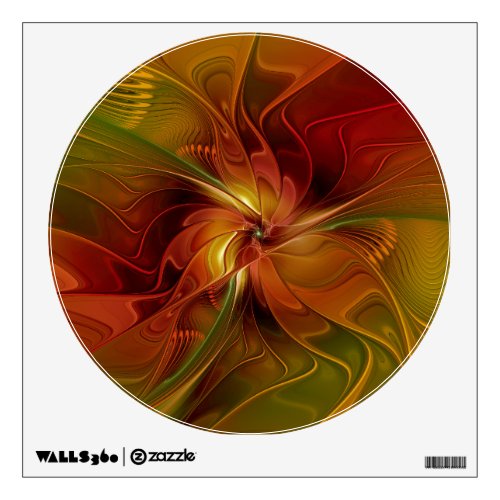 Abstract Red Orange Brown Green Fractal Art Flower Wall Decal