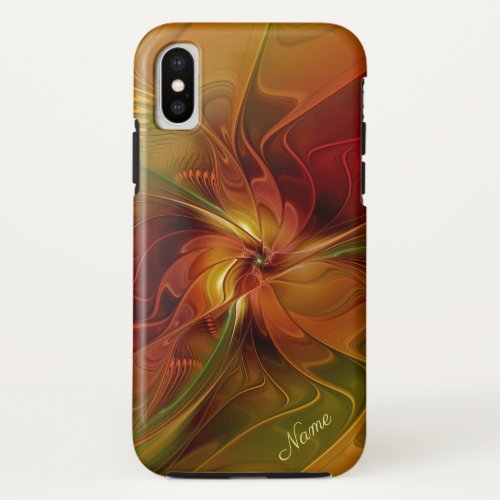 Abstract Red Orange Brown Green Fractal Art Name iPhone X Case