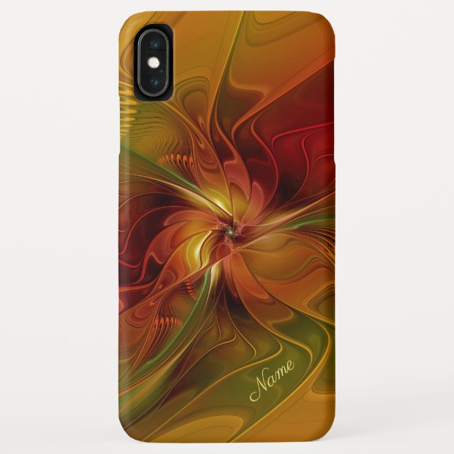 Abstract Red Orange Brown Green Fractal Art Name Case-Mate iPhone Case (Back)