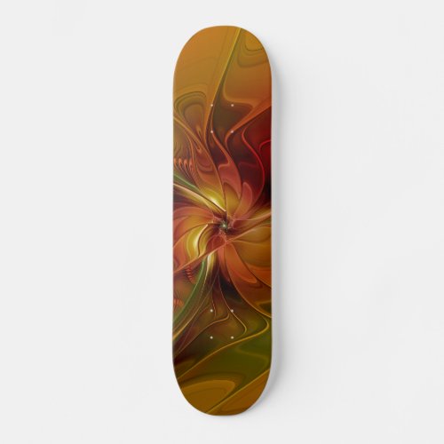 Abstract Red Orange Brown Green Fractal Art Skateboard