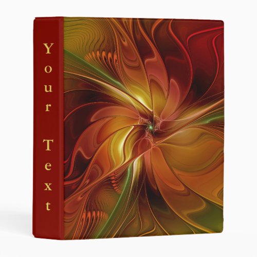 Abstract Red Orange Green Fractal Art Flower Text Mini Binder