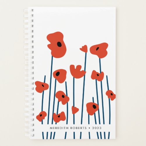 Abstract Red Orange Poppies Floral 2023 Planner