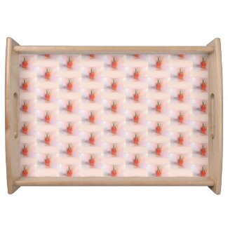 Abstract Red Pepper Small Motif Pattern Pink Peach