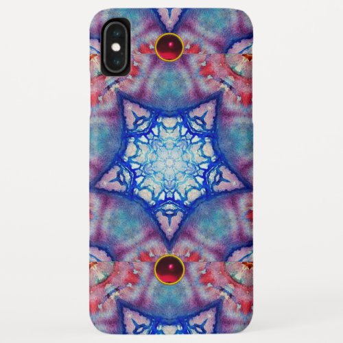 ABSTRACT RED PINK BLUE STARS WITH GEMSTONES iPhone XS MAX CASE