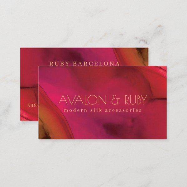Abstract Red & Pink Inkwell Business Card