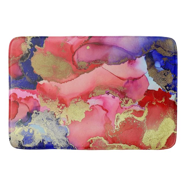 Abstract Red Pink Purple Blue Gold  Bath Mat (Front)