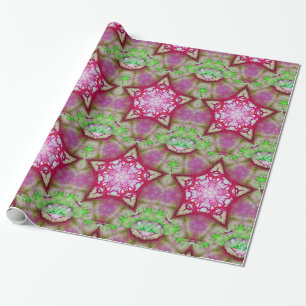 ABSTRACT RED PINK PURPLE FUCHSIA STAR WRAPPING PAPER