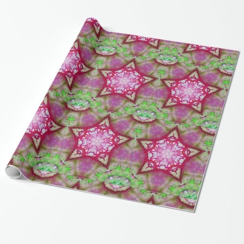 ABSTRACT RED PINK PURPLE FUCHSIA STAR WRAPPING PAPER