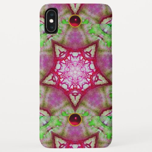 ABSTRACT RED PINK PURPLE FUCHSIA STARS WITH GEMS iPhone XS MAX CASE