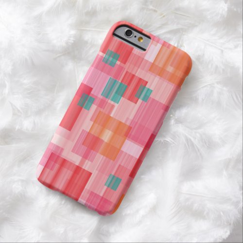 Abstract Red pink teal Geometric Squares Pattern Barely There iPhone 6 Case