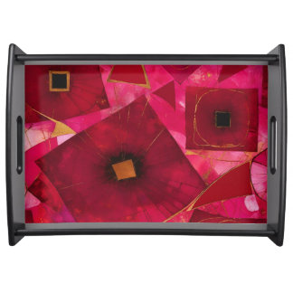 Abstract Red Poppies Serving Tray