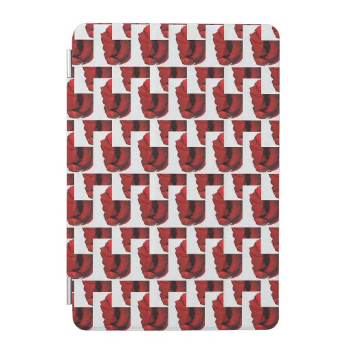 Abstract Red Poppy Pattern Vibrant Cabernet Red  i iPad Mini Cover