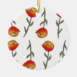 Abstract Red Poppy Surreal Art   Ornament