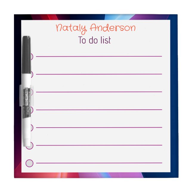 Abstract red purple blue border dry erase board (Front)