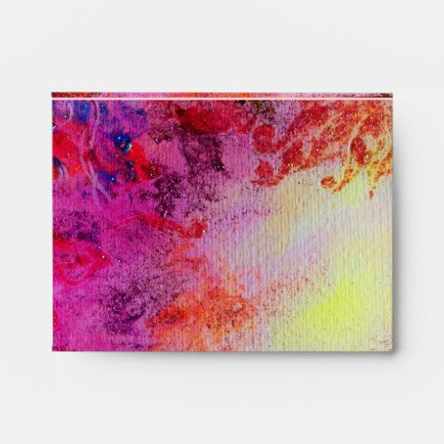 ABSTRACT RED PURPLE GOLD YELLOW FLORAL SWIRLS ENVELOPE