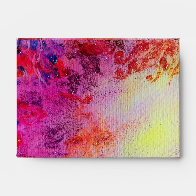 ABSTRACT RED PURPLE GOLD YELLOW FLORAL SWIRLS ENVELOPE (Front)