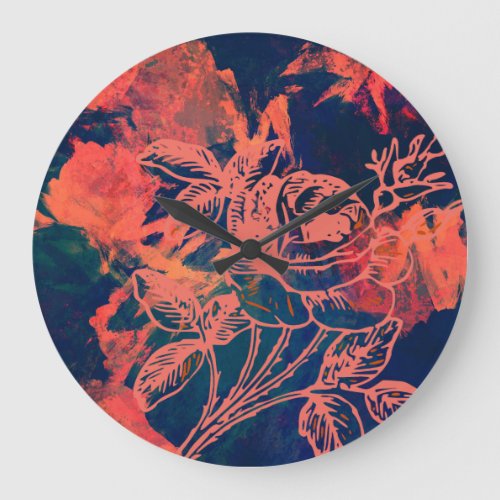 Abstract Red Rose Art Large Clock