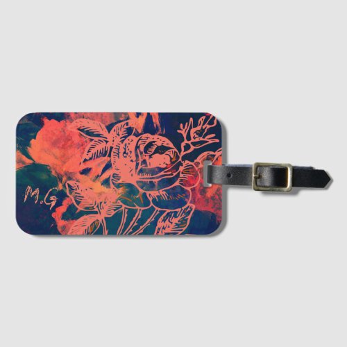 Abstract Red Rose Art Monogram Luggage Tag