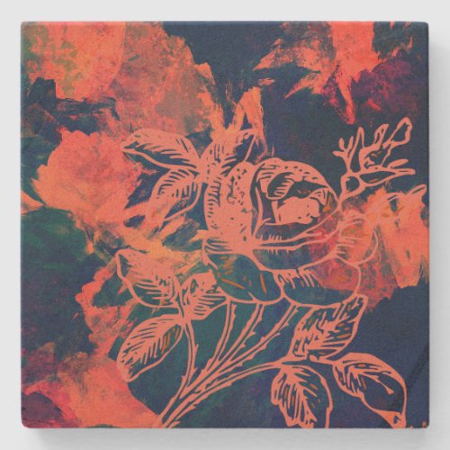 Abstract Red Rose Art Stone Coaster
