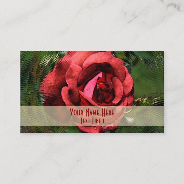 Abstract Red Rose Floral Art Business Card (Front)