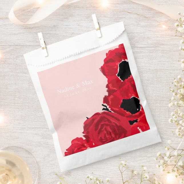 Abstract Red Roses and Poppies Favor Bag (Clipped)
