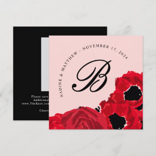 Abstract Red Roses and Poppies Save the Date Invitation