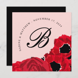 Abstract Red Roses and Poppies Save the Date Invitation