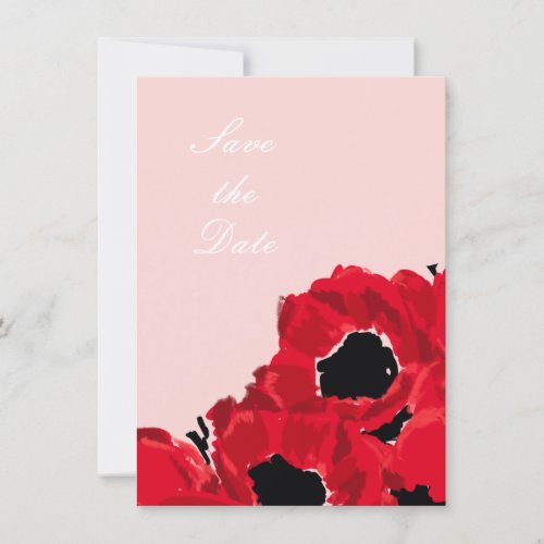 Abstract Red Roses and Poppies Save the Date Invitation