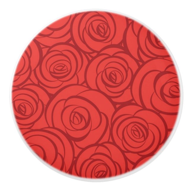 Abstract Red Roses Background Ceramic Knob (Front)