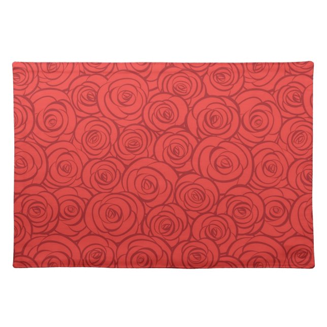 Abstract Red Roses Background Cloth Placemat (Front)