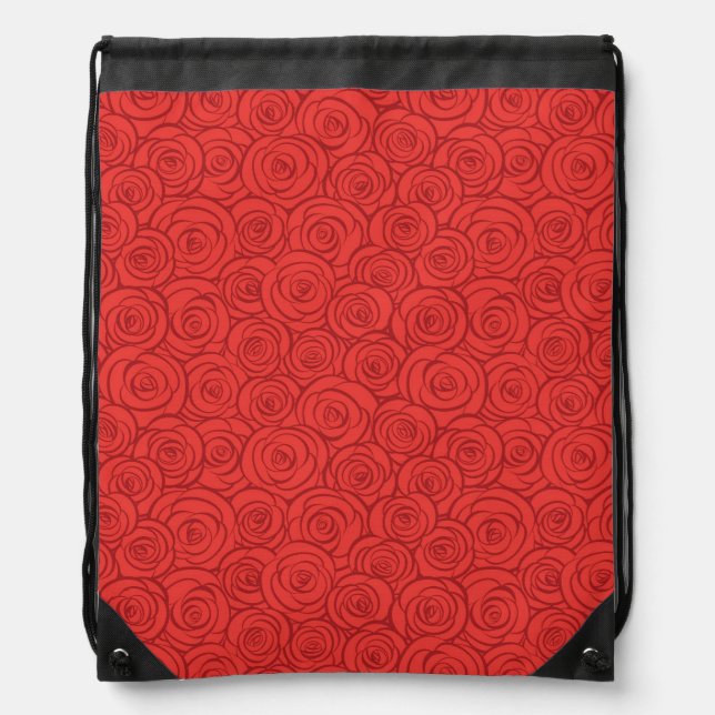 Abstract Red Roses Background Drawstring Bag (Front)