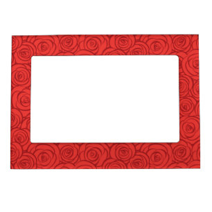 Abstract Red Roses Background Magnetic Photo Frame