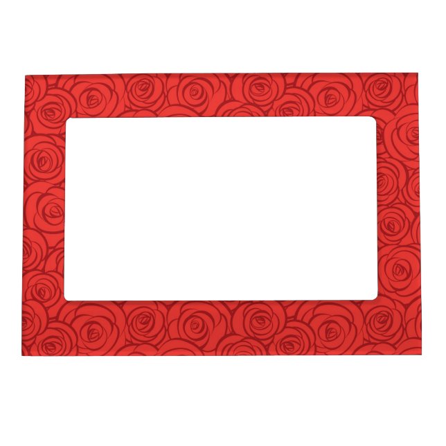 Abstract Red Roses Background Magnetic Photo Frame (Front)
