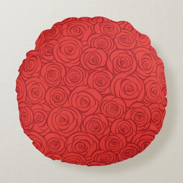 Abstract Red Roses Background Round Pillow (Front)