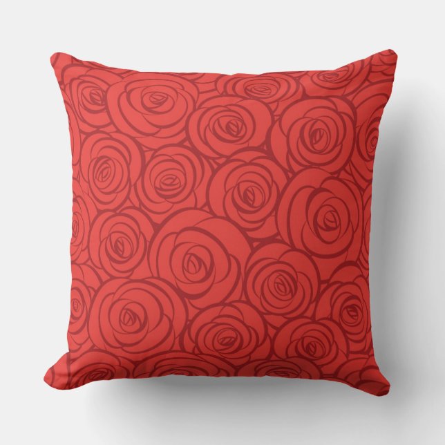 Abstract Red Roses Background Throw Pillow (Front)