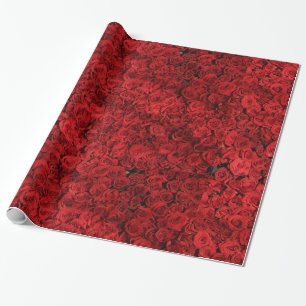 Abstract Red Roses Garden Elegant Floral Wrapping Paper