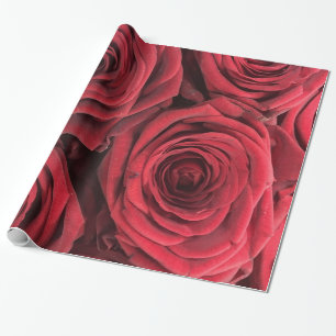 Abstract Red Roses Garden Elegant Floral Wrapping Paper